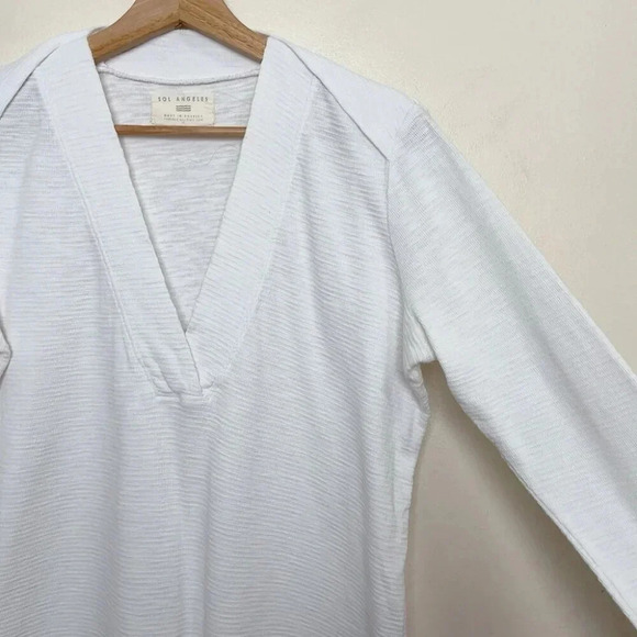 Anthropologie Womens Medium Sol Angeles Deep V-Neck  Tunic White - Picture 7 of 15